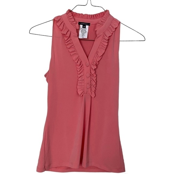 Rampage Tank Pull Over V-Neck w/ Ruffled Collar Tank Ruffled Front Pirate Size M - Picture 2 of 7